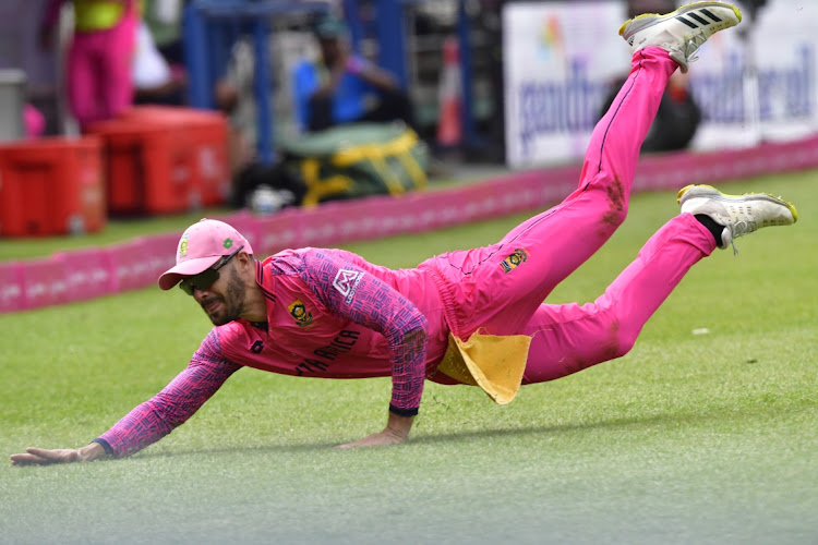 Aiden Markram of South Africa during the 1st One Day International match between South Africa and India at DP World Wanderers Stadium in Johannesburg on Sunday. (Photo by Sydney Seshibedi/Gallo Images)