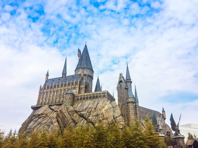 Hogwarts Castle, home to the Hogwarts School of Witchcraft and Wizardry from the Harry Potter movies, at Universal Studios in Hollywood.