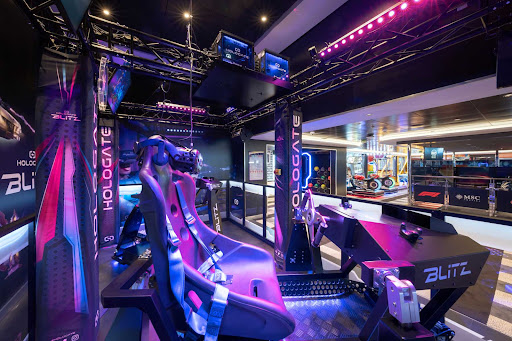 Gear up for the Hologate Blitz, an immersive VR motion simulator on MSC Euribia. 