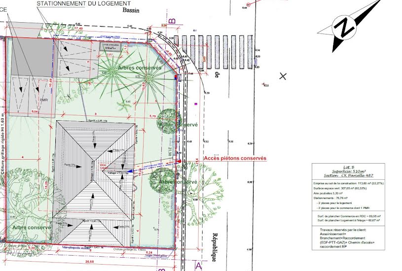  Vente Terrain à bâtir - 510m² à Andernos-les-Bains (33510) 