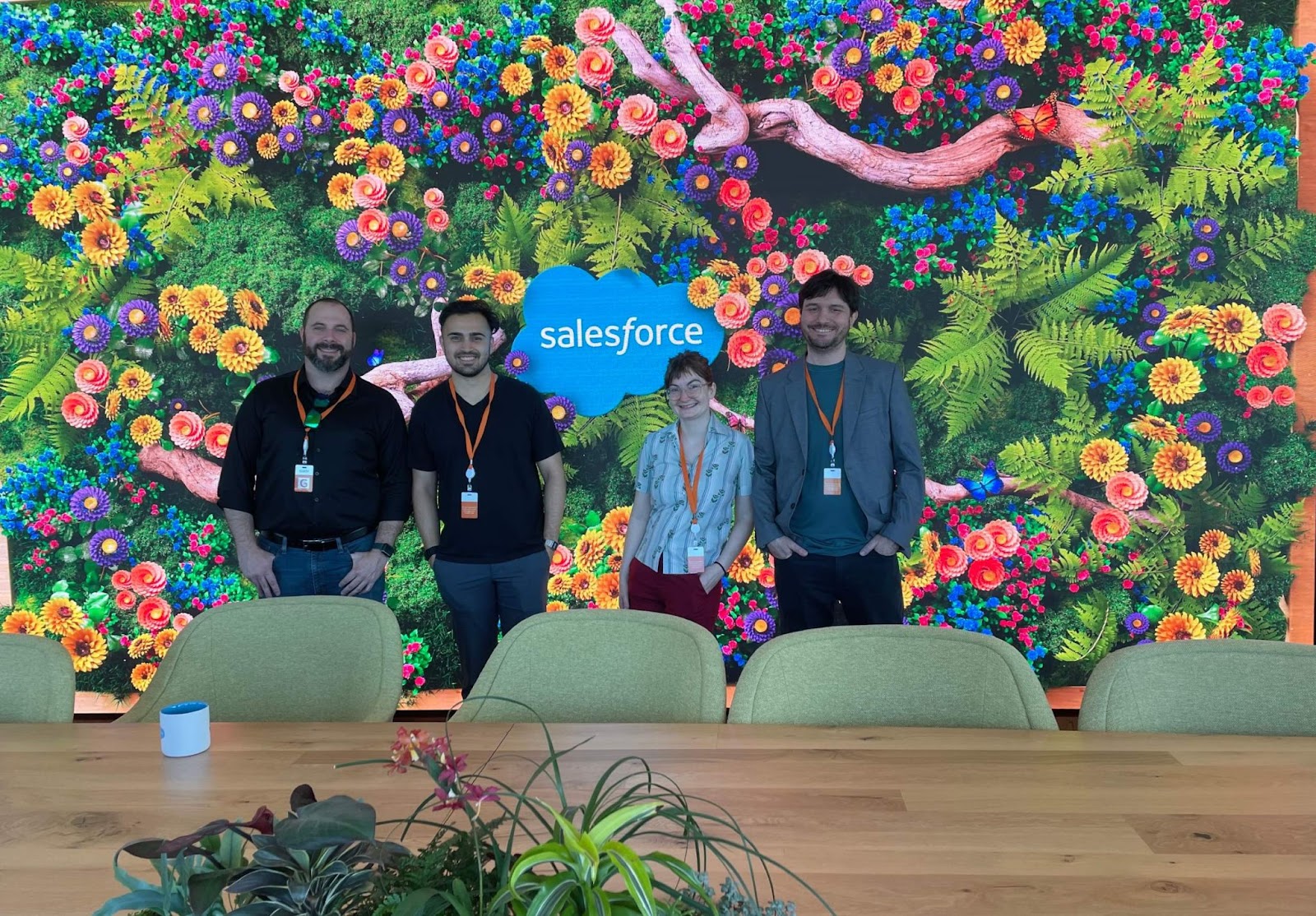 4 of our team members at the Ohana floor at the Salesforce tower in San Francisco 