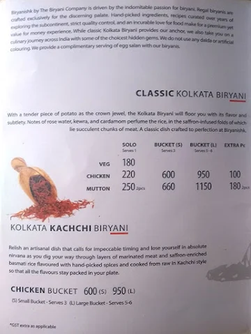 Biryanishk By The Biryani Company menu 