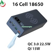 Box Sạc Dự Phòng 16 Cell 18650 Sạc Nhanh Không Dây (Không Pin)