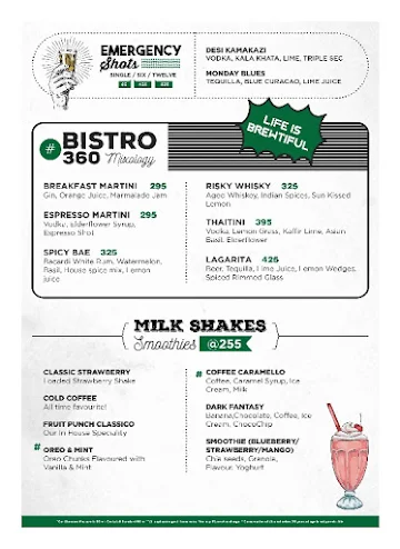 Bistro 360 menu 