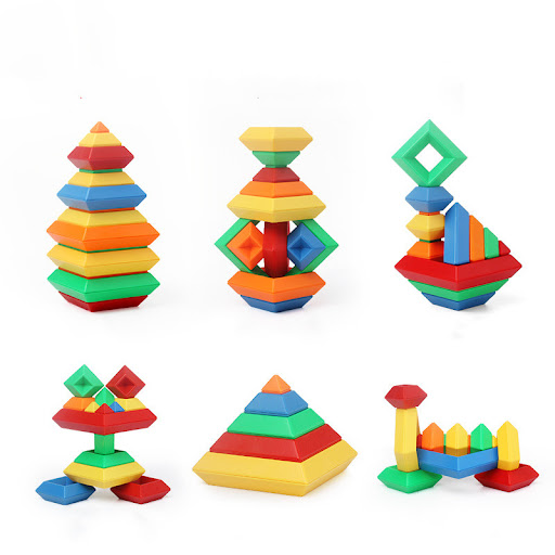 Title 3, Kids Rainbow Tower Ring Wooden Jenga Color Cogn...