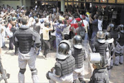 STAND OFF: DUT students protesting yesterday. Pic. Thuli Dlamini. 25/01/2010. © Sowetan.