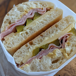 Ham, Cheese & Pickle Sandwich with Side Greens