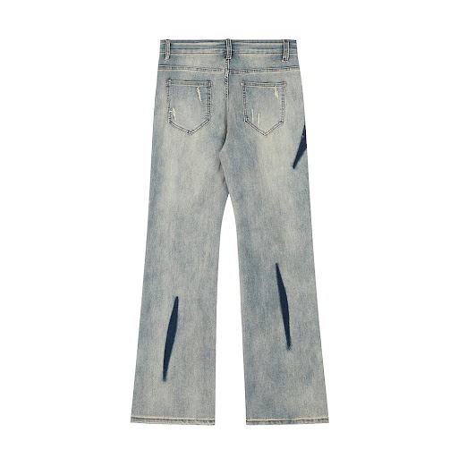 Title 11, Mens Patchwork Ripped Wide-legged Jeans Comfor...
