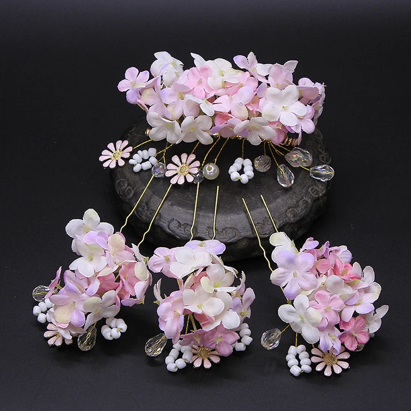 Title 2, Ensemble Hanfu ancien en soie avec petites fleu...