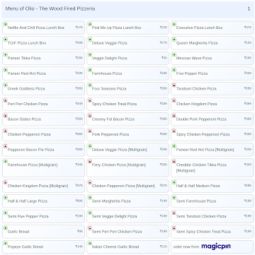 Olio - The Wood Fired Pizzeria menu 