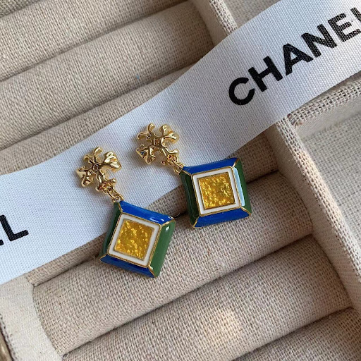 Title 1, Retro Design Enamel Silver Pin Earrings, High-g...