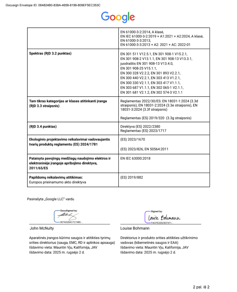 EU Declaration of Conformity page 2
