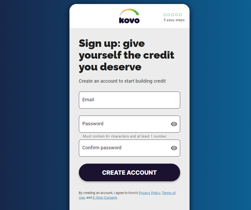 create kovo credit builder account