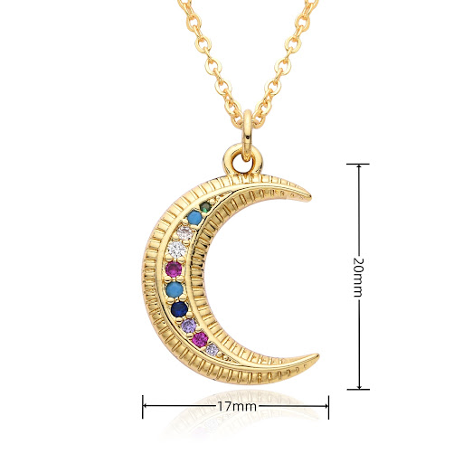 Title 1, Micro-inlaid Moon Full Diamond Necklace Female,...