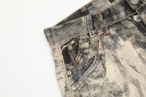 Title 7, Mens Camouflage Tie-dye Splash-ink Denim Strai...