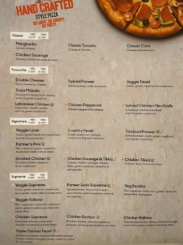 Pizza Hut menu 