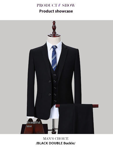 Title 5, Dark Green Mens Three-Piece Suit Korean Slim F...