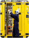 Man working in a data center