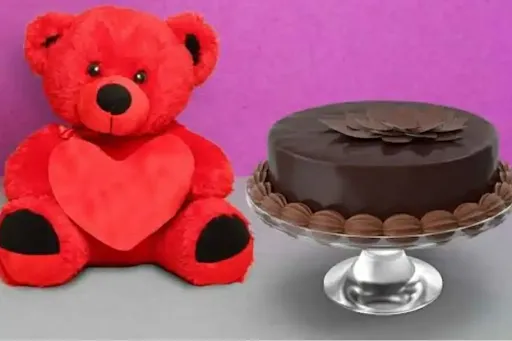 Chocolate Truffle Royal Cake & 1 Teddy Bear