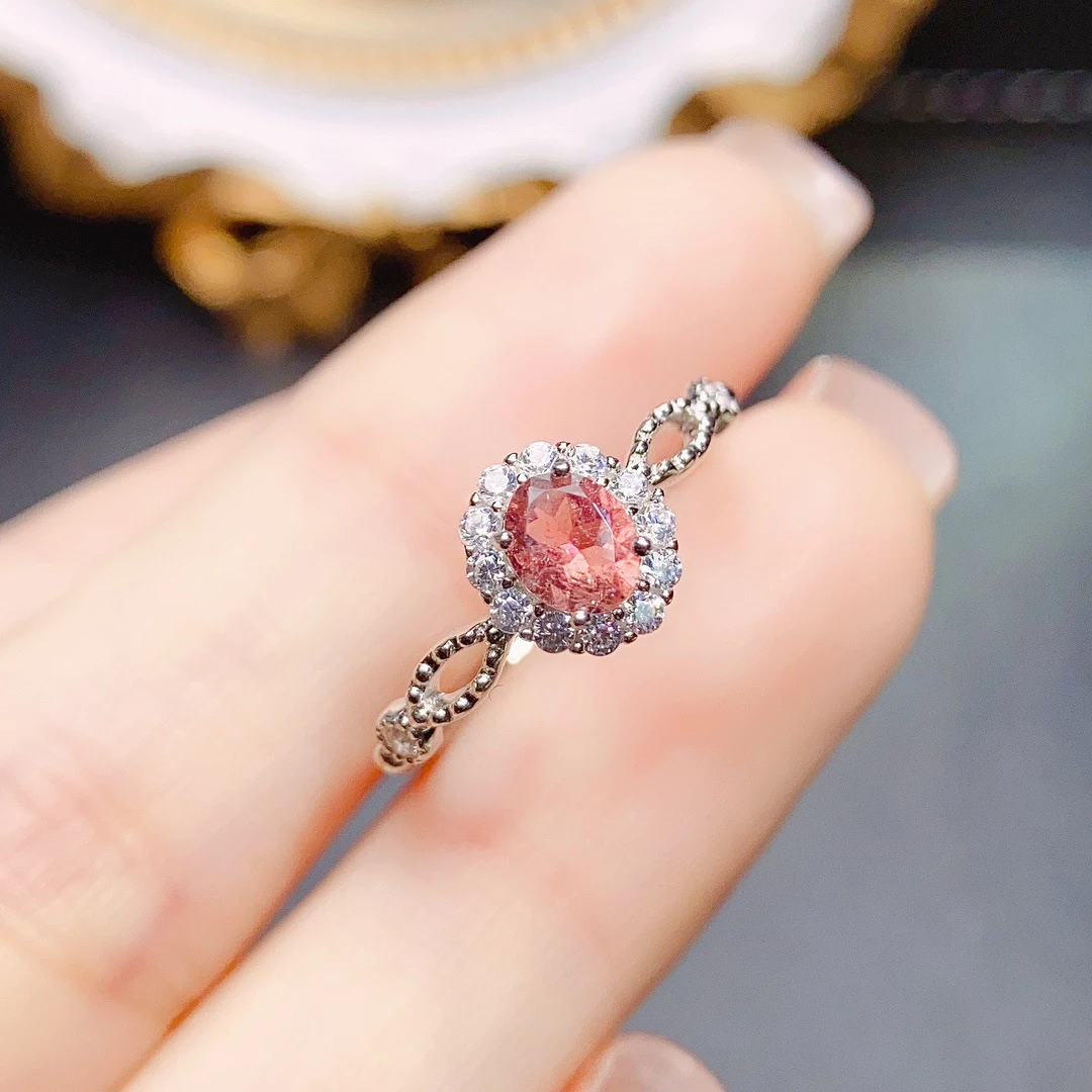 Title 2, Natuurlijke toermalijn ring voor dames, S925 zi...
