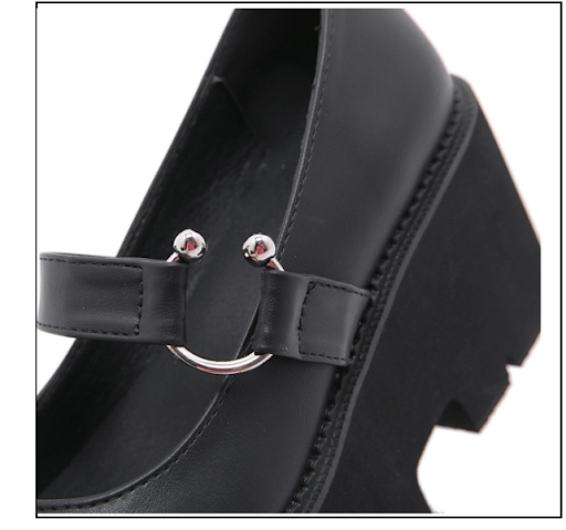 Title 3, Sponge Cake Platform Leather Shoes with Round T...