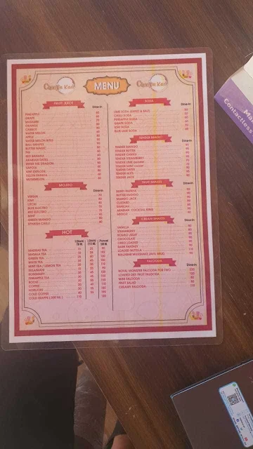 Chaya & Kadi menu 