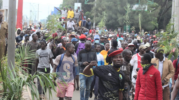 Huge crowdsof Kisumu residents protesting during Saba Saba Day on July 7, 2023.