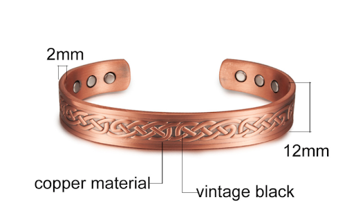 Title 1, Fashion Vintage Pure Copper Magnetic Bracelet. ...