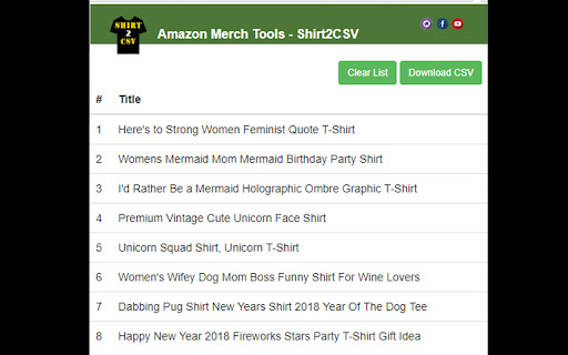 Shirt2CSV - Export Merch By Amazon Listings