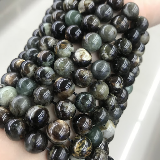 Title 1, Natural Brazilian Black Gold Lepidolite Bracele...