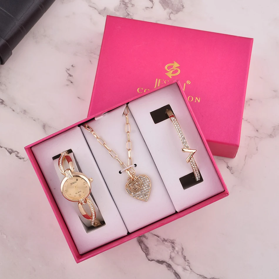Montre Cadeau Saint-Valentin Femme Ensemble Bracelet Simple Élégant et Raffiné pour Célébrer l'Amour et la Tendresse
