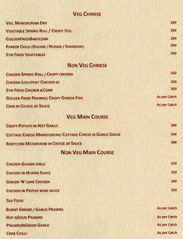 Vista Inn menu 