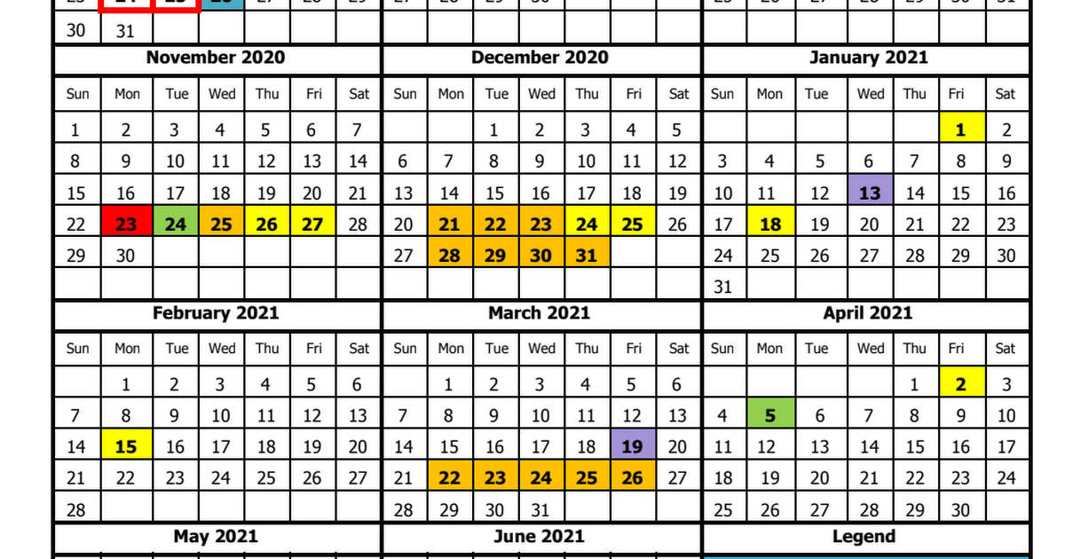 2020-2021 Student Calendar