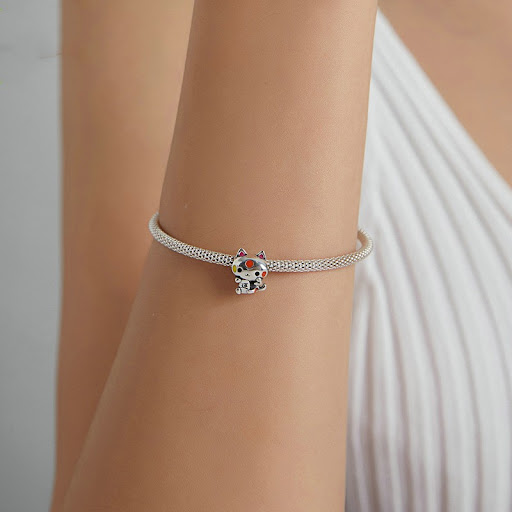 Title 2, Silver Lucky Cat DIY Beads Craft your own good ...