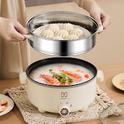 Nồi Lẩu Điện 2 Tầng 28Cm Mandeli, Nồi Lẩu Điện Đa Năng Kèm Xửng Hấp Công Suất 1000W