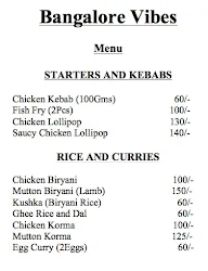 Bangalore Vibes menu 1