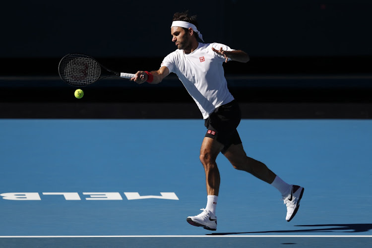 Roger Federer of Switzerland practices ahead of the 2020 Australian Open at Melbourne Park on January 12 2020. Picture: GETTY IMAGES/ DARRIAN TRAYNOR