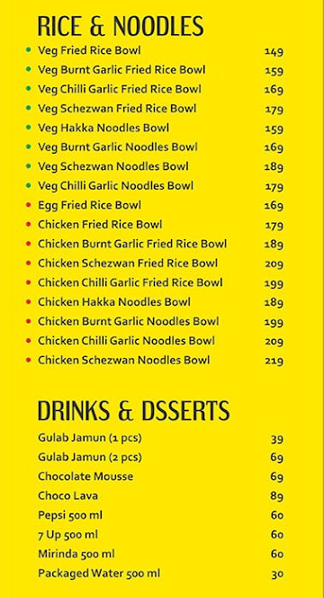 Big Bowl (Big Bowl Company) menu 