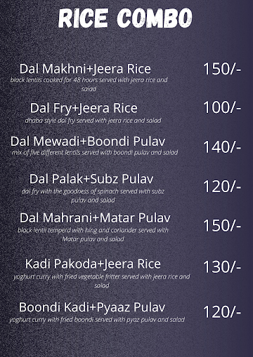 Ghar Ka Khana Healthy Khana menu 