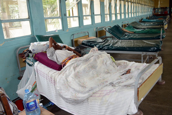 A patient in a hospital ward