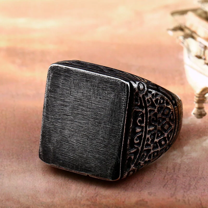 Title 4, Heren Titanium Stalen Retro Ring met Persoonlij...
