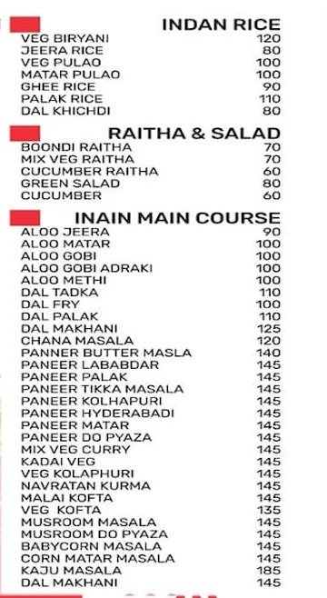 Acharya Tiffins menu 