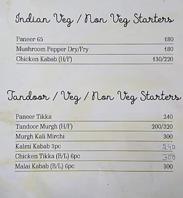 Savoury Express menu 