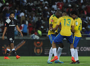 Hlompho Kekana of Mamelodi Sundowns celebrates a goal during the Absa Premiership match between Orlando Pirates and Mamelodi Sundowns on 01 November 2017 at Orlando Stadium. 