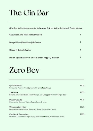 Lyrah - Alfresco Bar menu 