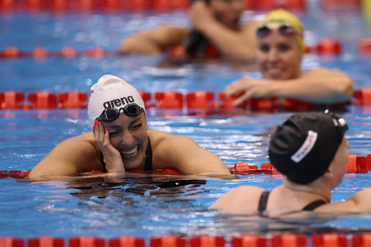 Tatjana Schoenmaker of Team South Africa reacts after competing in the Women's 200m Breaststroke Semifinal on day five of the Fukuoka 2023 World Aquatics Championships at Marine Messe Fukuoka Hall A in Fukuoka, Japan. Picture: Adam Pretty/Getty Images