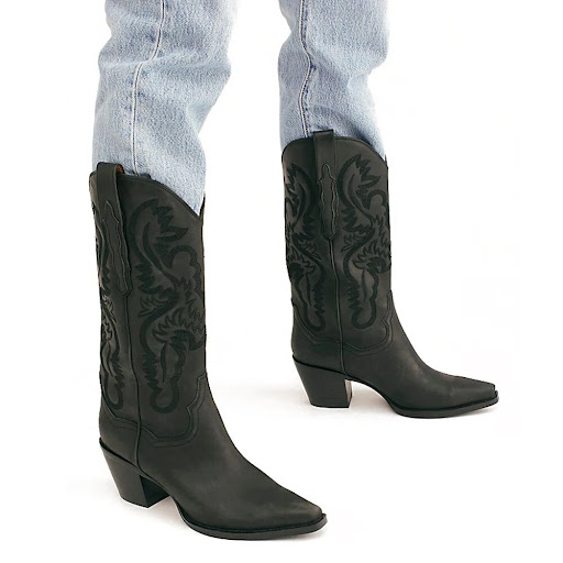 Title 1, Womens High Cowboy Boots with Embroidered Slee...