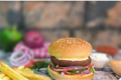 Crispy Veg Burger With Fries [Medium]