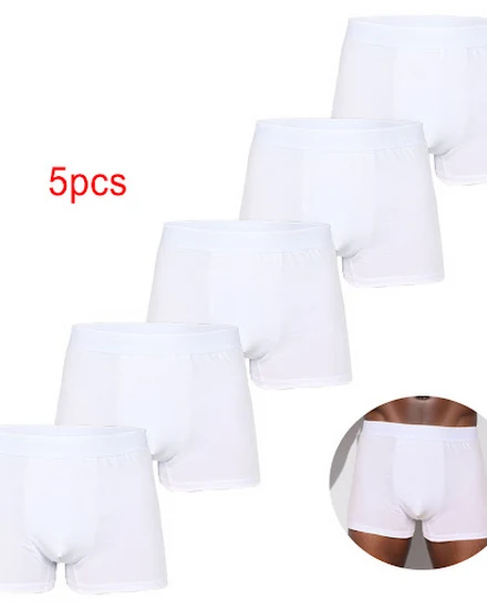 5pcs Pack White 2024 Men Panties Polyester Underwear Male... - 0