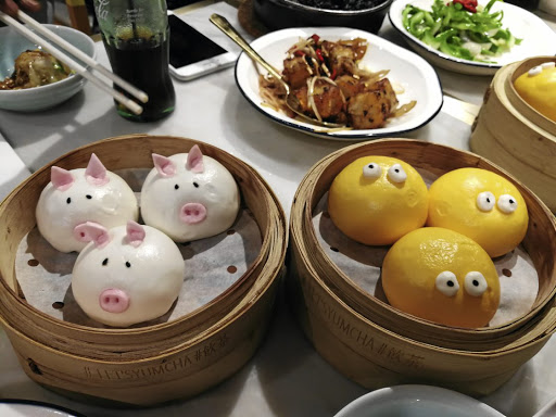 Decorated dumplings and other goodies at the Yum Chá restaurant in Hong Hong.